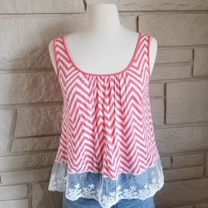 🎈BOGO! Charlotte Russe Lacey White Orange Chevron Tank